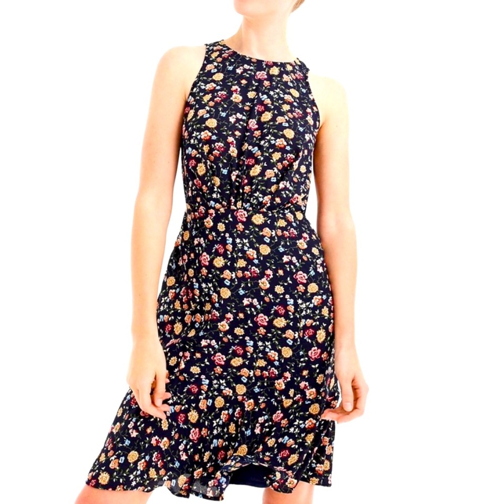 J Crew Floral Sleeveless Back Zip Keyhole Dress 6